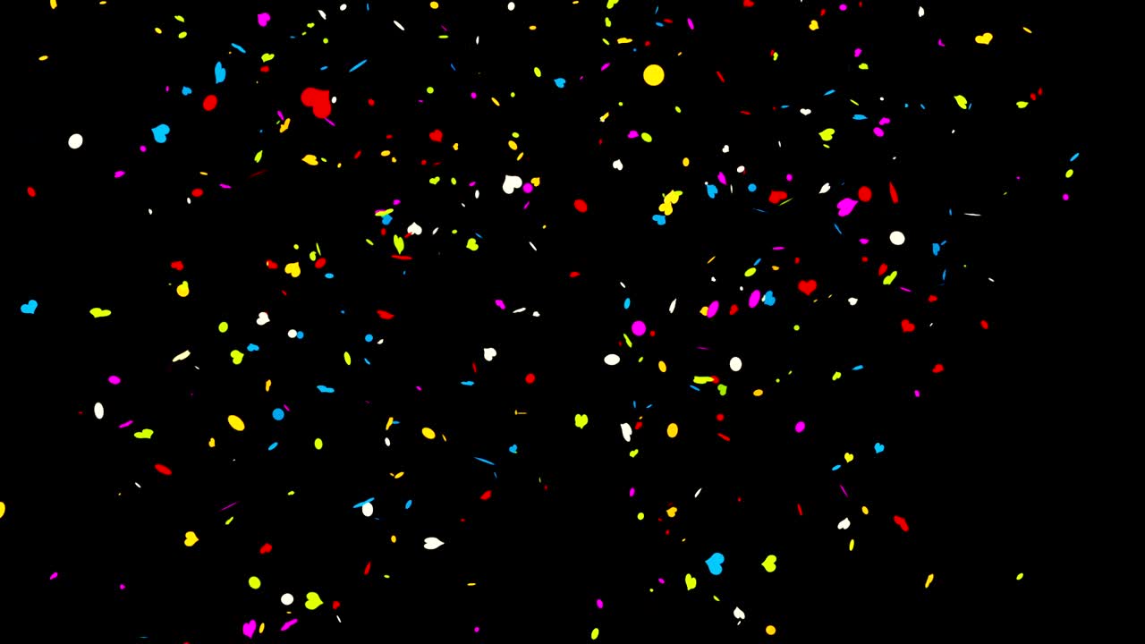 confeti colorido sobre un fondo negro