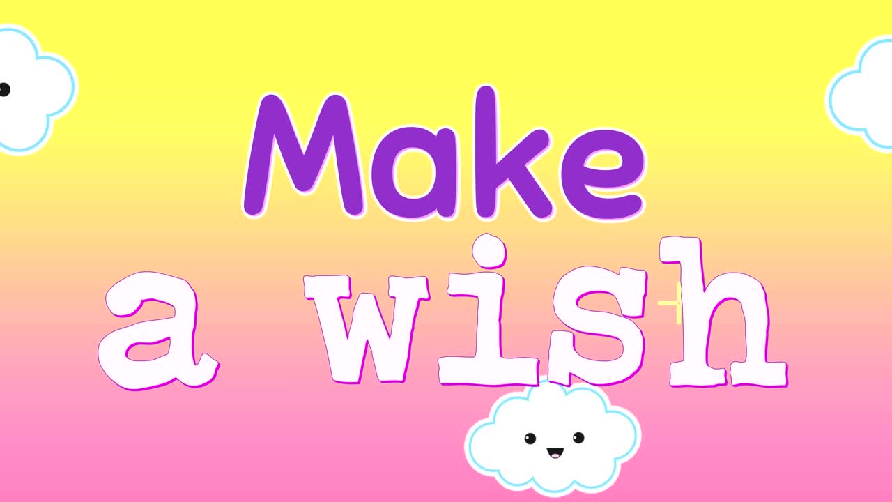 4k에 나타나는 소원을 빌어라 단어의 애니메이션