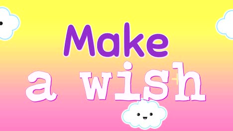 animation of word make a wish appearing 4k