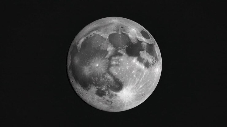 Iniciando captura de câmera da Lua cheia girando, mostrando movimento sutil no sentido horário no céu noturno para estudo.