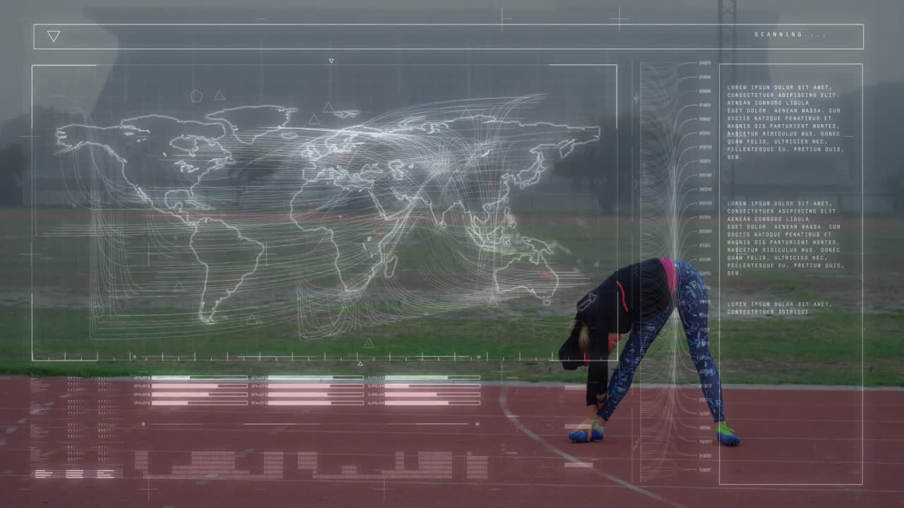 카우카시안 피트 여성 운동 및 데이터 처리의 애니메이션