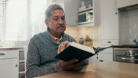 Senior-man,-reading-and-bible-study-in-home