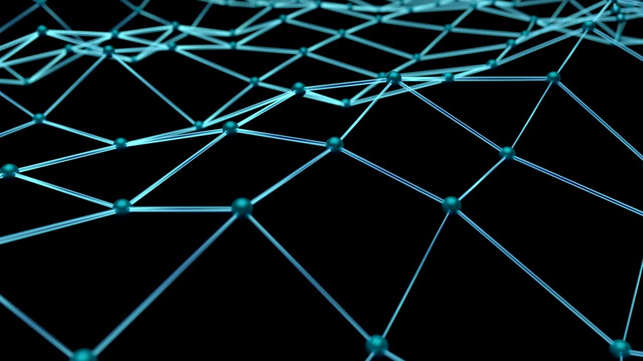 Moving digitally rendered blue network.