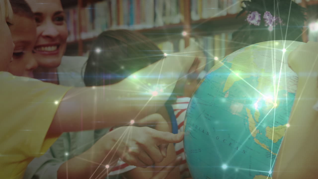 animación de redes de conexiones a través de diversas maestras y escolares que leen el mundo