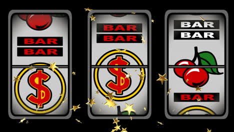 animation of gold stars falling over fruit machine