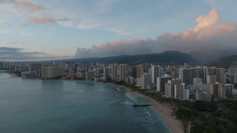 aerial view of honolulu skyline. oahu island, hawaii. full panorama.
