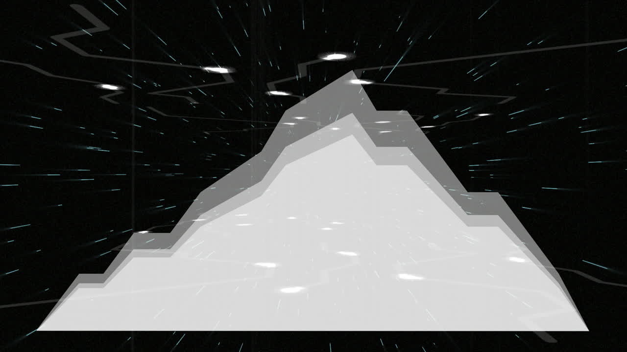 Animation of abstract mountain shape with dynamic star lines on dark background