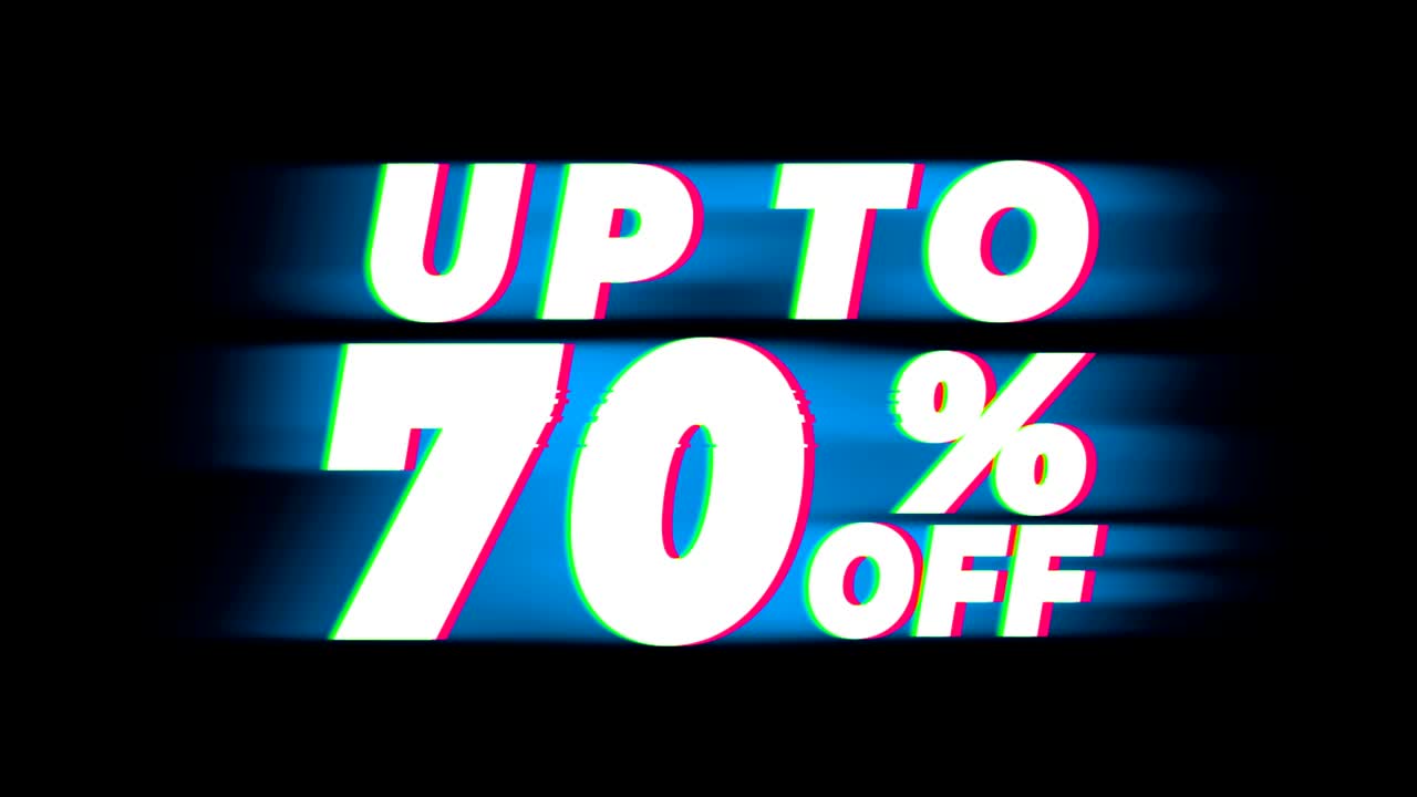hasta un 70% de descuento en la promoción de efectos de glitch de texto vintage.