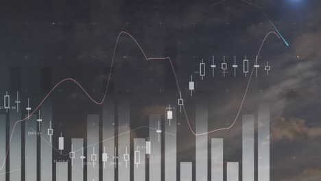 Animation-Der-Statistikverarbeitung-über-Wolken-Und-Himmel