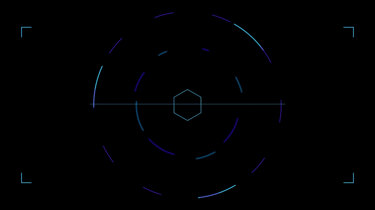 Futuristic Digital HUD Interface with Rotating Circular Elements