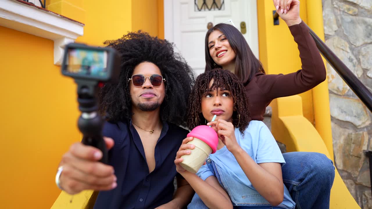 Friends take a selfie while enjoying ice cream