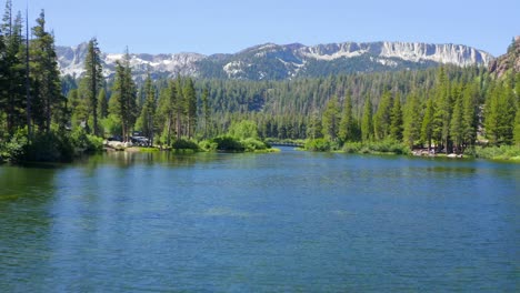 aerial 4k footage of twin lakes in mammoth lakes