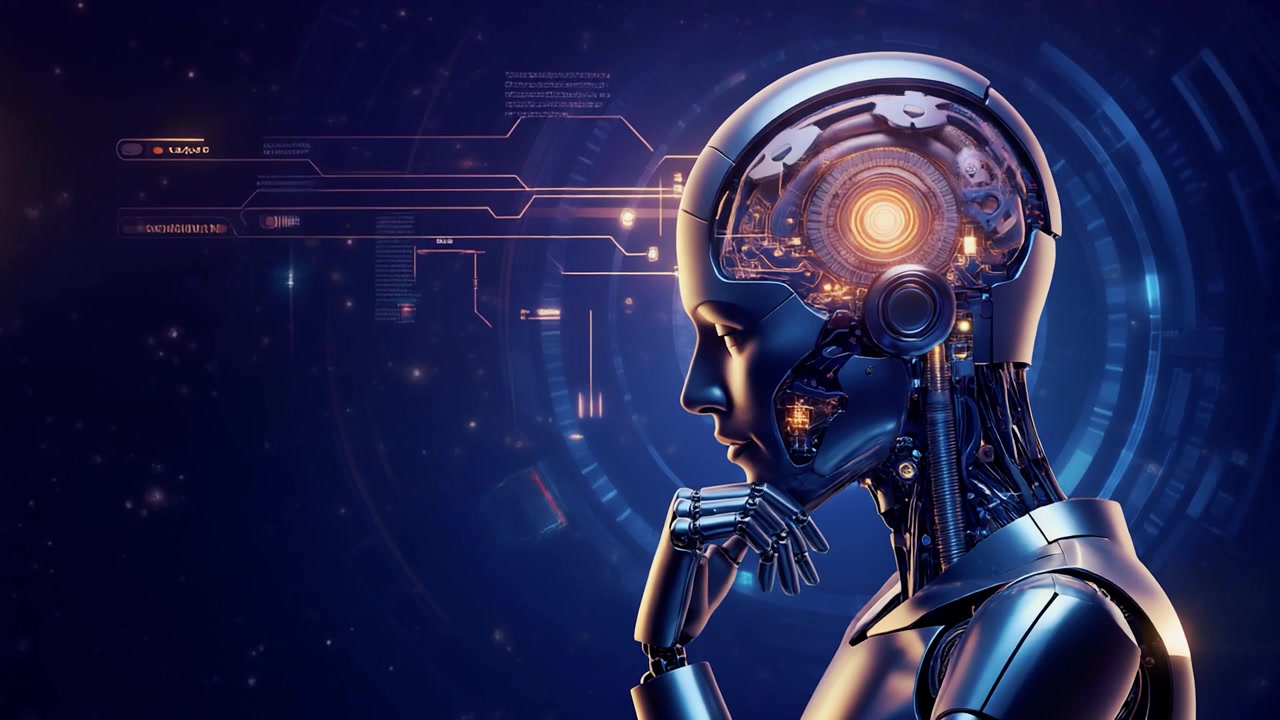 Thinking Humanoid Robot with Glowing Digital Brain Interface