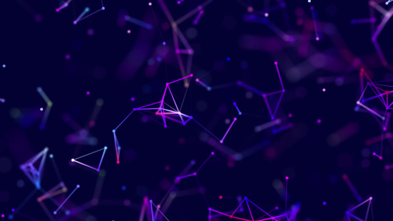 Abstract digital connection moving dots and lines. Technology background. Network connection structure. Plexus effect. 3d Seamless loop. 4K