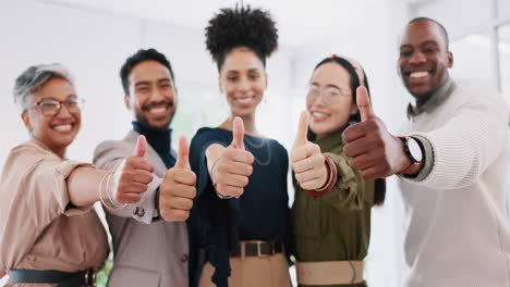 Thumbs-up,-diversity-and-portrait-of-a-team