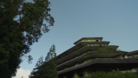 "Scenic-View-of-Mont-Palace-Hotel-Ruins-from-Outside,-São-Miguel-Azores