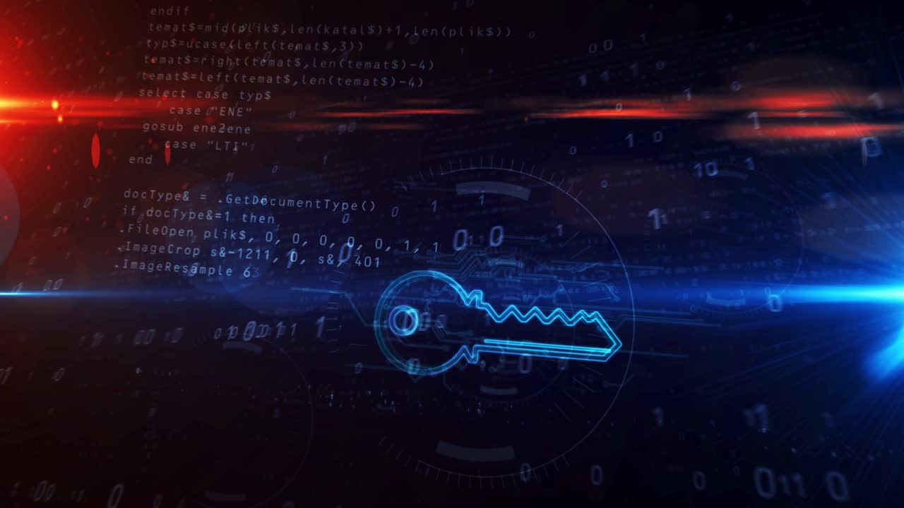 símbolo de seguridad cibernética clave abstracto animación de túnel en bucle