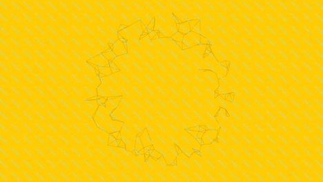 Animation-of-connections-spinning-over-pattern-on-yellow-background