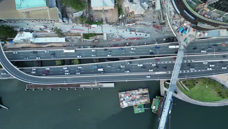 top down drone shot from above brisbane expressway motorway