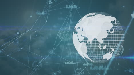 animation of globe with connections and data processing