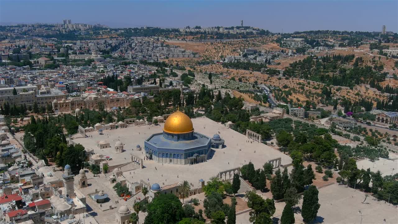 Muro del Pianto (Kotel) e Moschea al-Aqsa, vista aerea, Israele.