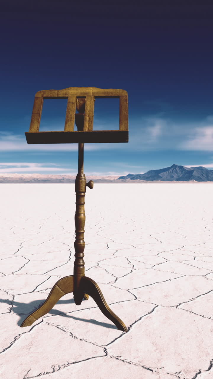Isolamento di leggio con ombra suggestiva nel deserto di sale
