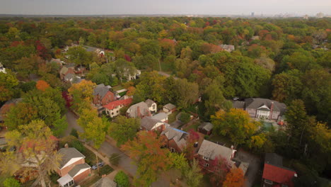 aerial over beautiful neighborhood in clayton in st
