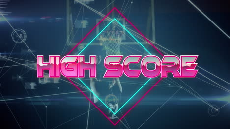 animación de puntaje alto sobre conexiones y baloncesto