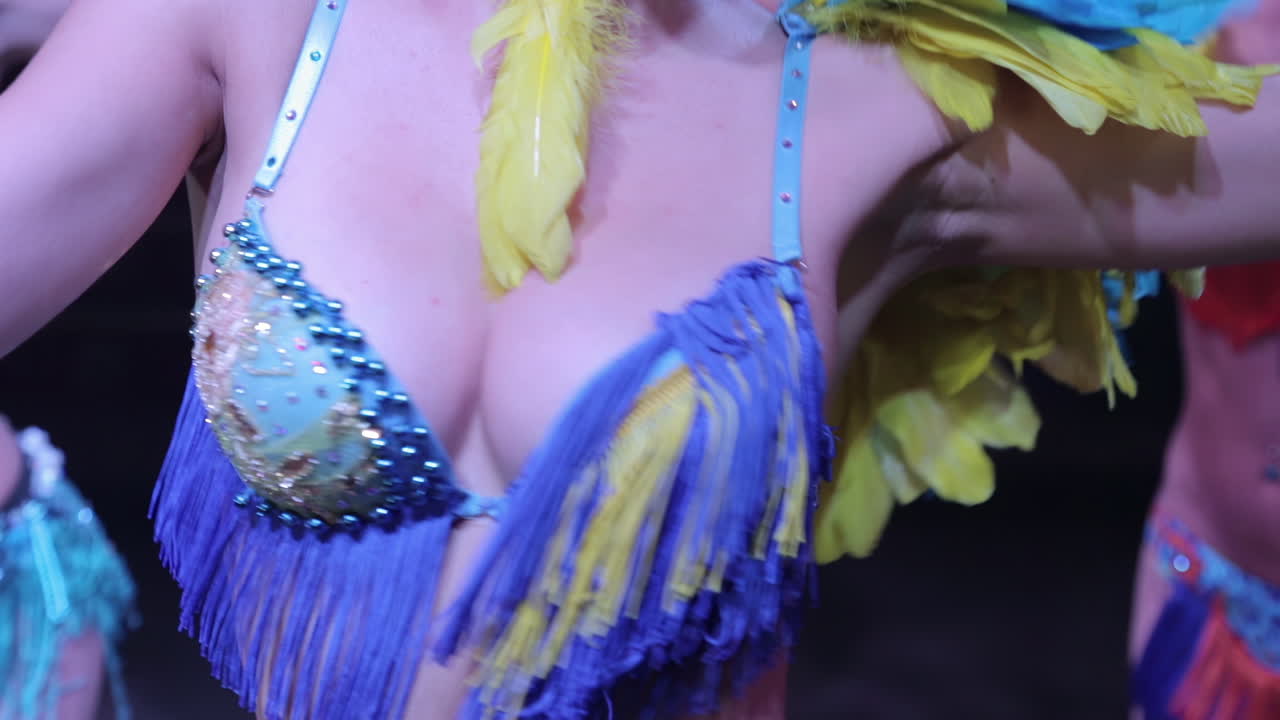 primer plano de una bailarina en un traje colorido