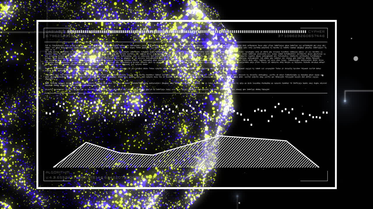 animación de codificación binaria de procesamiento de datos digitales sobre malla flotante sobre fondo negro