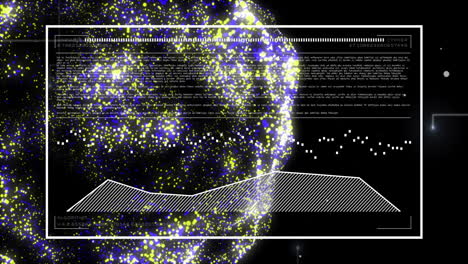 animation of digital data processing binary coding over floating mesh on black background