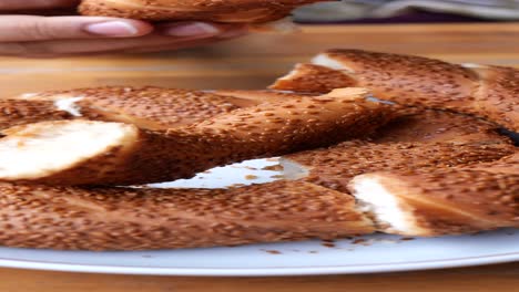 turkish bagel (simit) on a plate