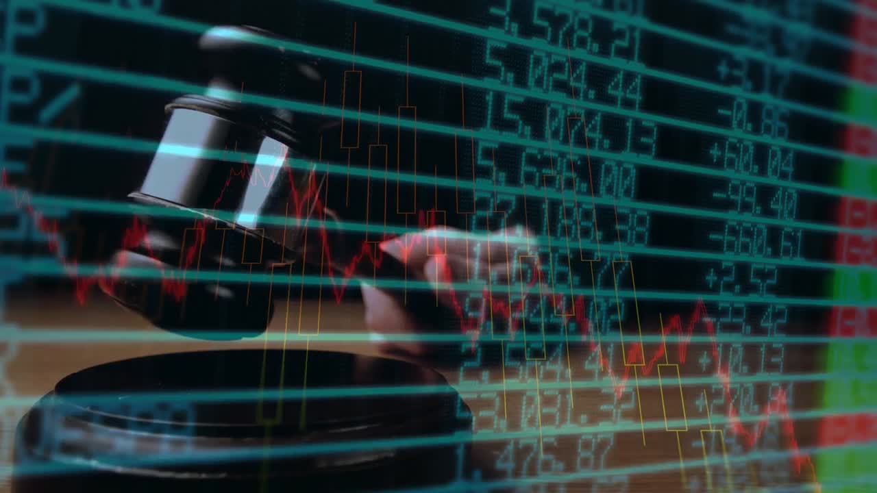 화면의 금융 수치에 대한 비즈니스 그래프의 디지털 애니메이션 4k