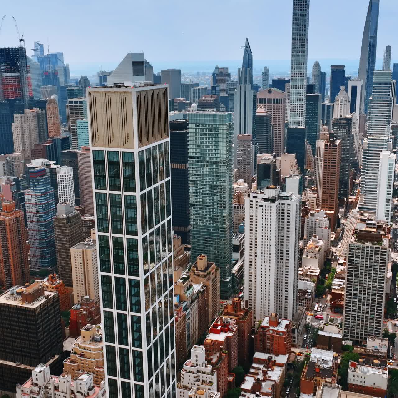 American architecture tourist landmark. New York city skylines aerial view