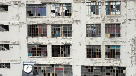 abandoned building in albany, new york with drone video moving sideways