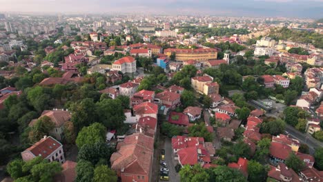 Roman-ruins-old-town-of-Plovdiv-Bulgaria-aerial