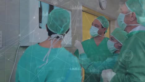 Animation-of-network-of-connections-over-surgeons-in-operating-theatre