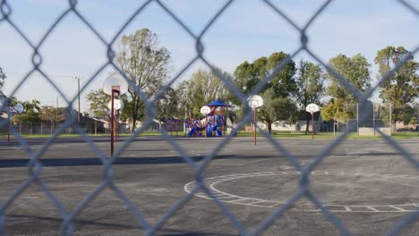 empty school playground and basketball court