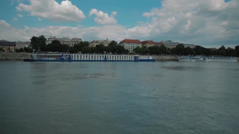 Boat-ride-through-Danube,-summer-afternoon-and-sun-set