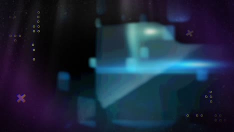 animation of data processing over blue and purple background