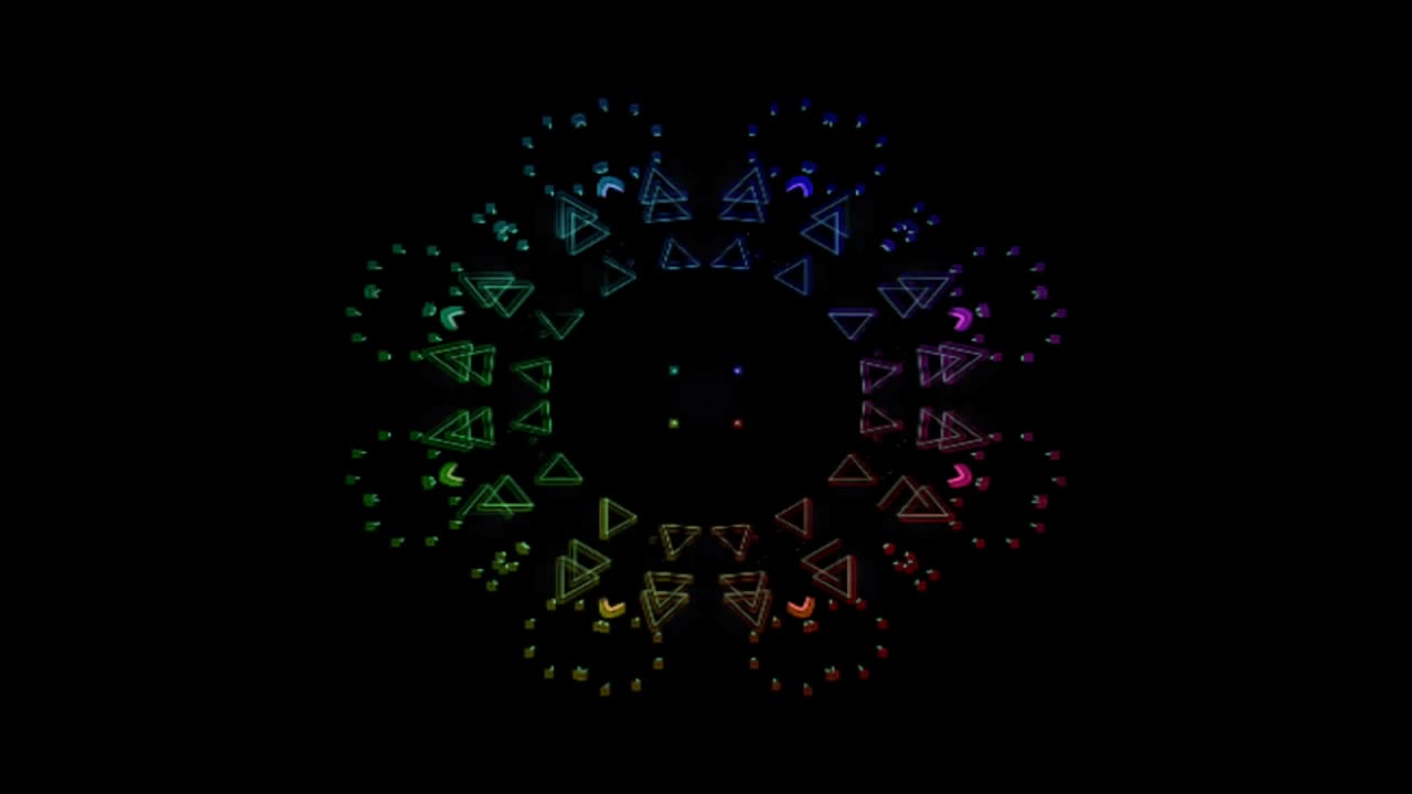 칼레이도스코프 프랙탈 패턴 모션 배경과 다채로운 네온 조명