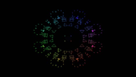 Kaleidoscope fractal pattern motion background with colorful neon lights