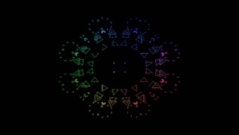 kaleidoscope fractal pattern motion background with colorful neon lights