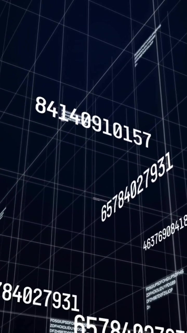 Animation of graphs, changing numbers and letters with grid pattern over black background