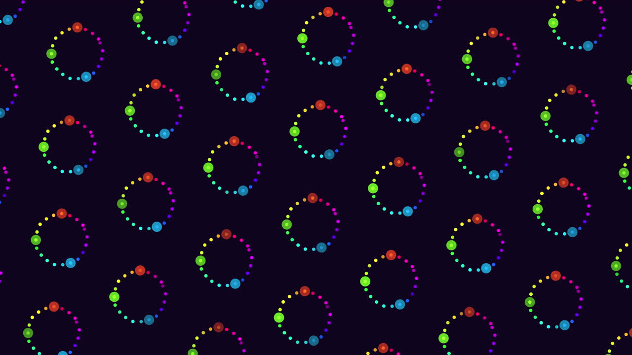 patrón circular de puntos coloridos en fondo negro