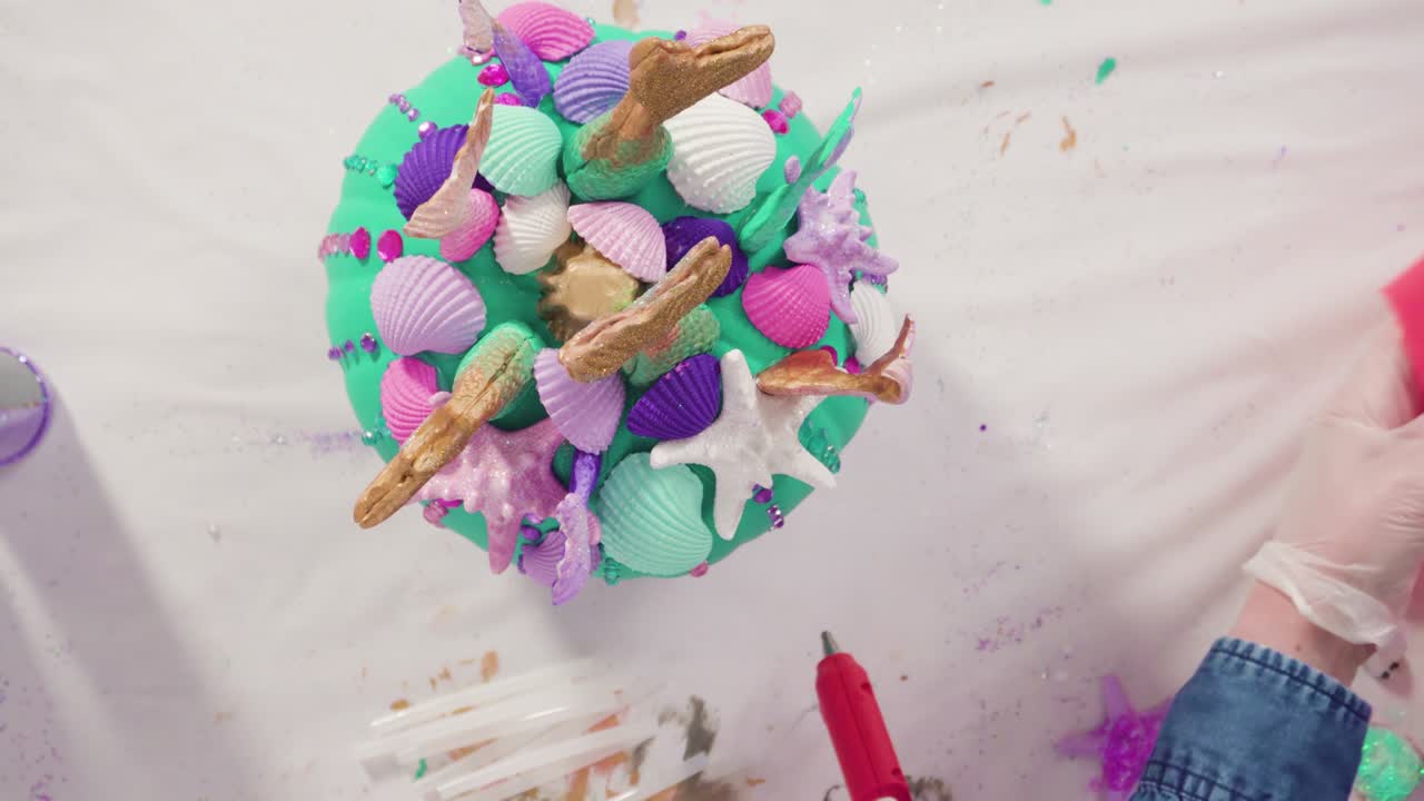 decoración de calabazas artísticas en el tema de la sirena