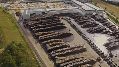 timber industry drone shot on a flat area