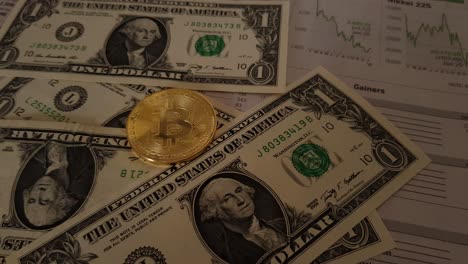 gold bitcoin on us dollar on finance paper