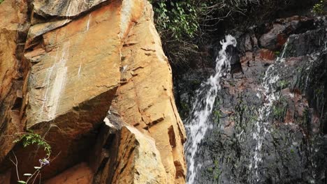 Crocodile-river-waterfall-flowing-and-falling-over-rocks-at-the-walter-sisulu-national-botanical-gardens-in-roodepoort,-South-Africa