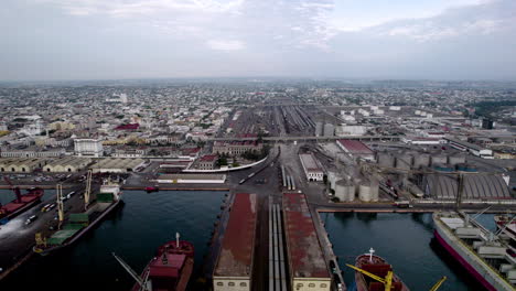 drone shot of the shipyards of veracruz at sunrise